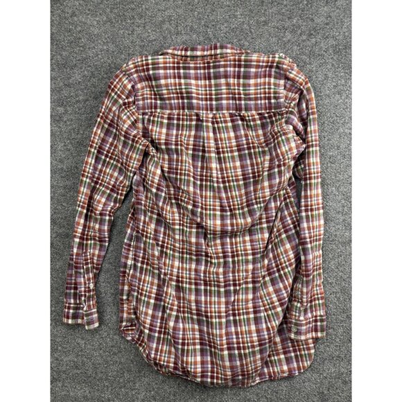 Toad&Co Shirt Womens Small Purple Orange Green Plaid Organic Cotton Button Up - Picture 7 of 7